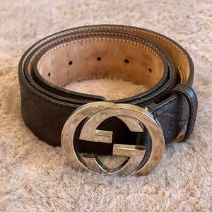 Gucci Brown Leather Belt for Men with Logo 90 CM 100% Authentic